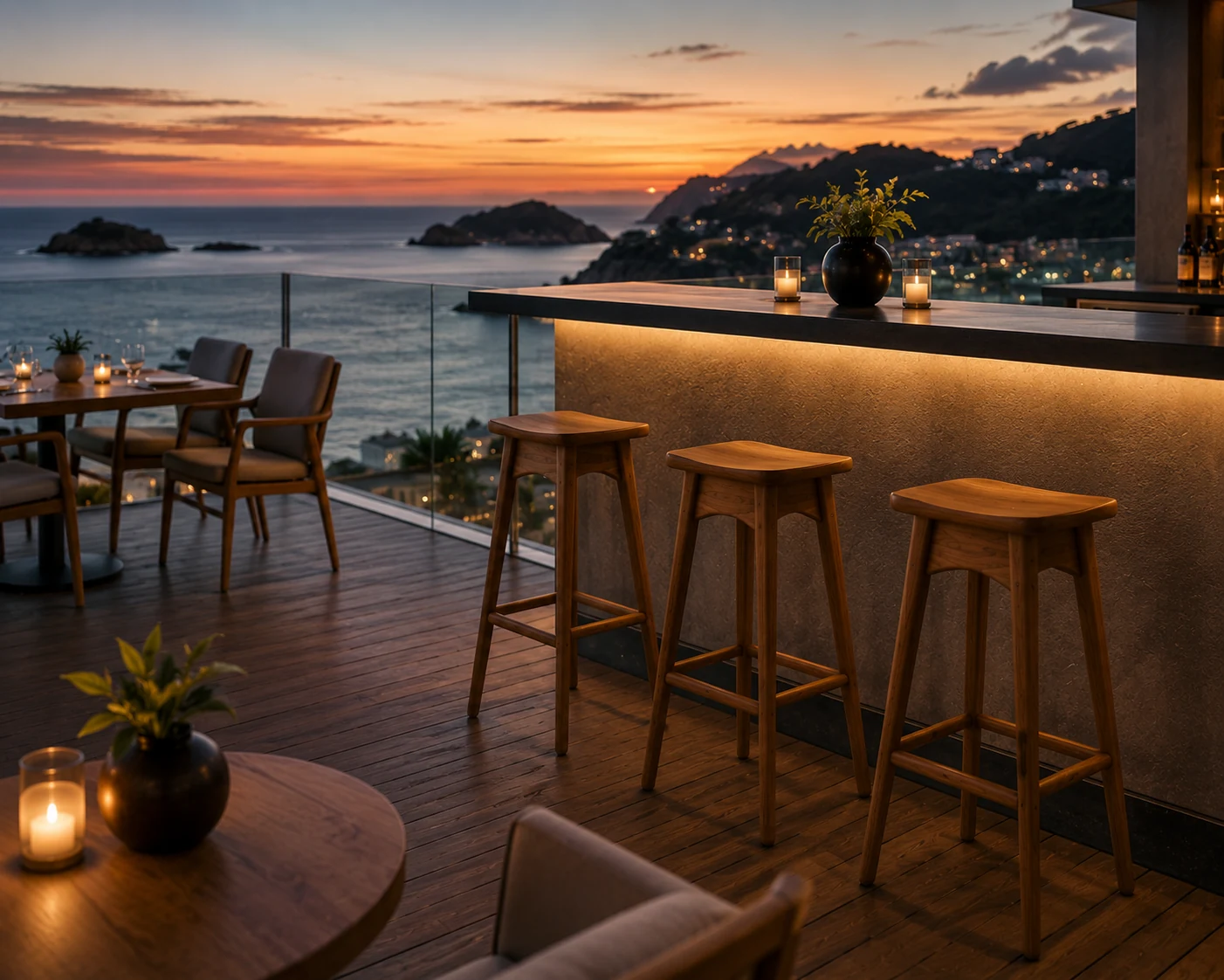 Banqueta Média em madeira maciça